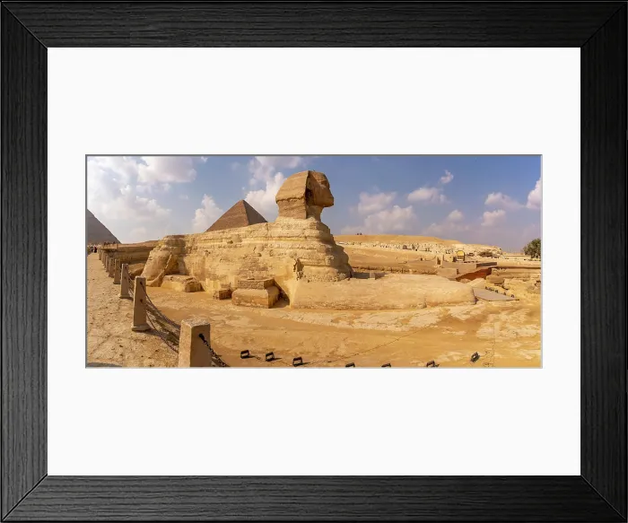 Framed Print : View of the Sphinx at the Pyramids of Giza on a sunny day, Giza, Cairo, Egypt, Africa Framed Print : View of the Sphinx at the Pyramids of Giza on a sunny day, Giza, Cairo, Egypt, Africa