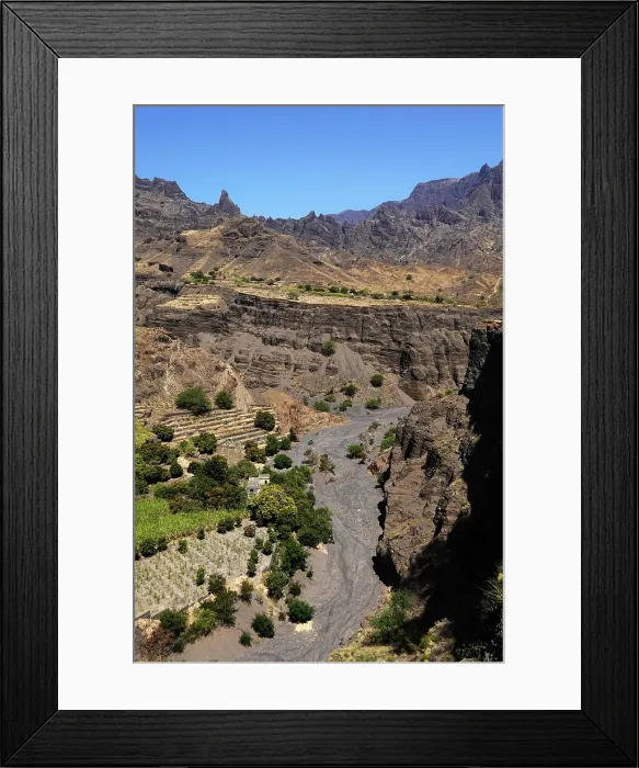 Framed Print : Volcanic scenery in the valley of Alto Mira, northwest Saint Anthony, Cape Verde Framed Print : Volcanic scenery in the valley of Alto Mira, northwest Saint Anthony, Cape Verde