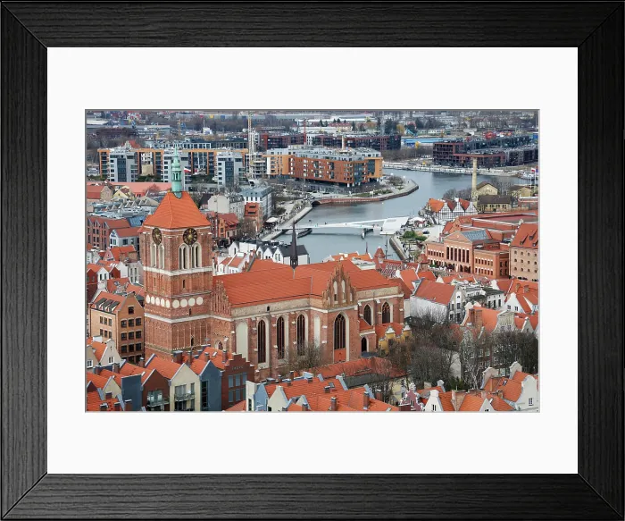 Framed Print : Aerial view of Gdansk, a city on the Baltic coast, Poland Framed Print : Aerial view of Gdansk, a city on the Baltic coast, Poland