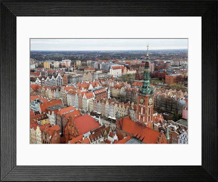 Framed Print : Aerial view of Gdansk, a city on the Baltic coast, Poland Framed Print : Aerial view of Gdansk, a city on the Baltic coast, Poland