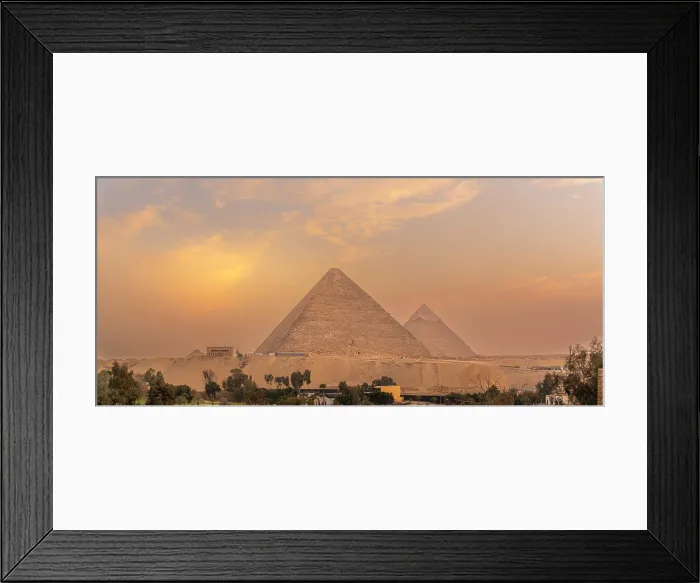 Framed Print : View of the Giza Pyramids from rooftop terrace during golden hour, Giza, Cairo, Egypt, Africa Framed Print : View of the Giza Pyramids from rooftop terrace during golden hour, Giza, Cairo, Egypt, Africa