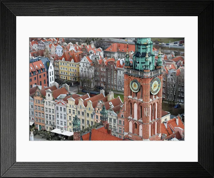 Framed Print : Aerial view of Gdansk, a city on the Baltic coast, Poland Framed Print : Aerial view of Gdansk, a city on the Baltic coast, Poland
