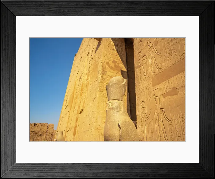 Framed Print : View of granite falcons, Pylon, Temple of Horus, Edfu, Egypt, North Africa, Africa