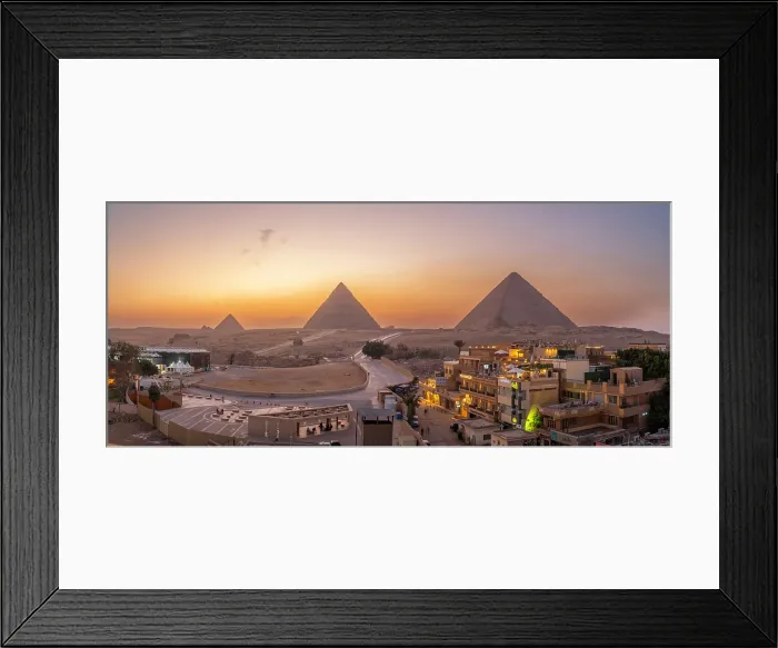 Framed Print : View of Giza Pyramids from rooftop terrace at dusk, Cairo, Egypt, Africa Framed Print : View of Giza Pyramids from rooftop terrace at dusk, Cairo, Egypt, Africa
