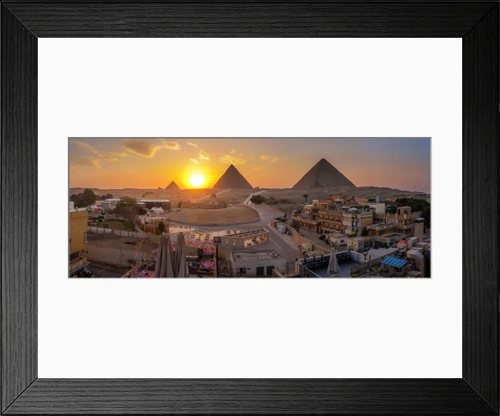 Framed Print : View of Giza Pyramids from rooftop terrace at sunset, Cairo, Egypt, Africa Framed Print : View of Giza Pyramids from rooftop terrace at sunset, Cairo, Egypt, Africa