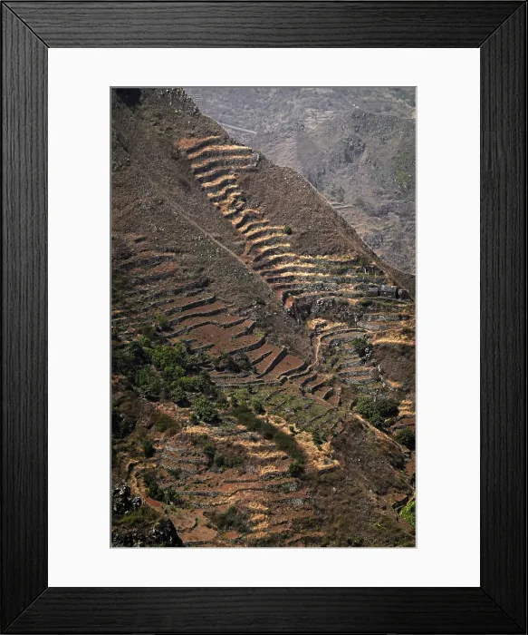 Framed Print : The dramatic scenery in the volcanic highlands of northern Saint Anthony, Cape Verde