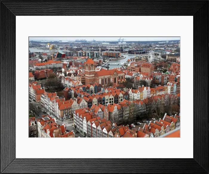 Framed Print : Aerial view of Gdansk, a city on the Baltic coast, Poland Framed Print : Aerial view of Gdansk, a city on the Baltic coast, Poland