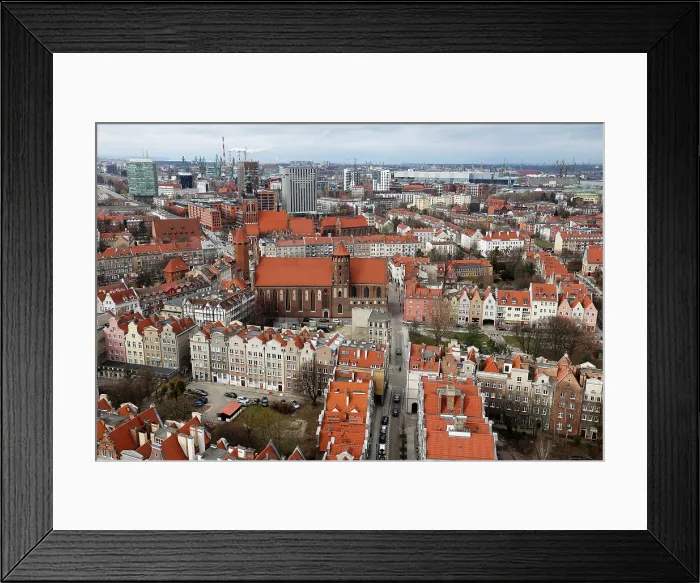 Framed Print : Aerial view of Gdansk, a city on the Baltic coast, Poland Framed Print : Aerial view of Gdansk, a city on the Baltic coast, Poland