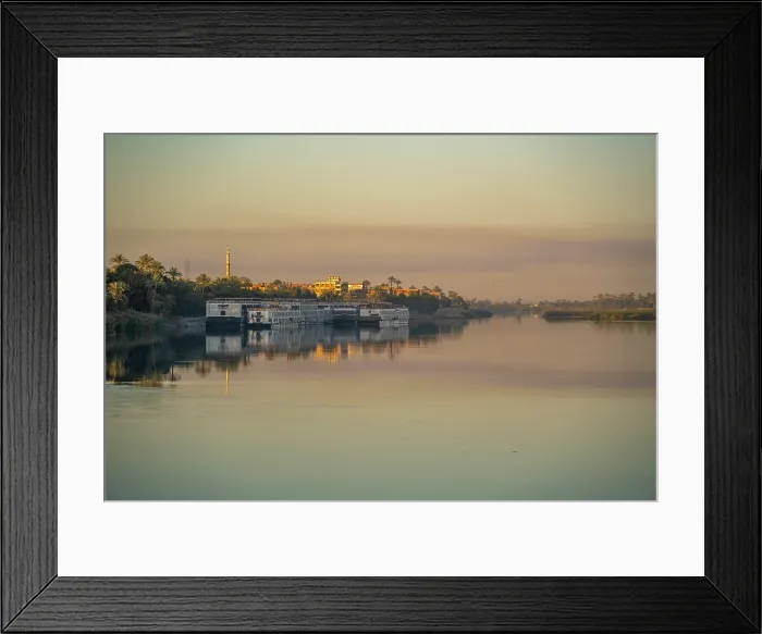 Framed Print : View of reflections in the Nile River at dawn at Al Daba Eya near Luxor, Luxor, Egypt, Africa Framed Print : View of reflections in the Nile River at dawn at Al Daba Eya near Luxor, Luxor, Egypt, Africa