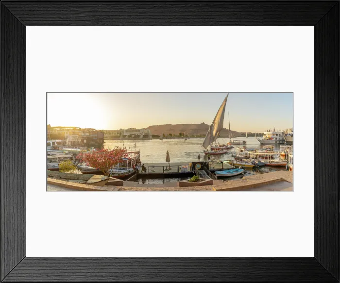 Framed Print : View of fellucas on the Nile river during golden hour, Aswan, Nubia, Egypt, North Africa, Africa Framed Print : View of fellucas on the Nile river during golden hour, Aswan, Nubia, Egypt, North Africa, Africa