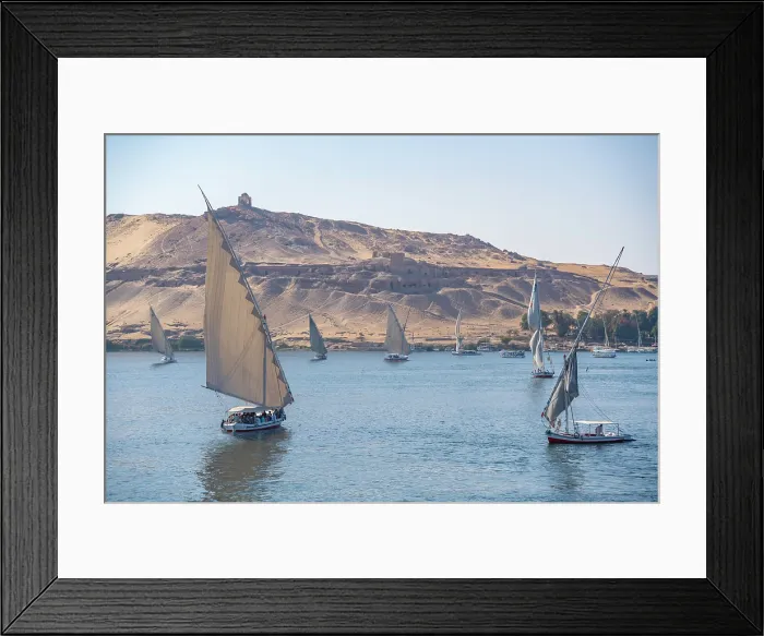 Framed Print : View of fellucas on the Nile river on a sunny day, Aswan, Nubia, Egypt, North Africa, Africa Framed Print : View of fellucas on the Nile river on a sunny day, Aswan, Nubia, Egypt, North Africa, Africa