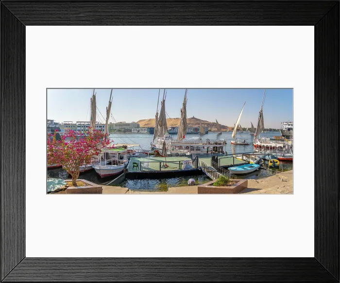 Framed Print : View of fellucas on the Nile river on a sunny day, Aswan, Nubia, Egypt, North Africa, Africa Framed Print : View of fellucas on the Nile river on a sunny day, Aswan, Nubia, Egypt, North Africa, Africa