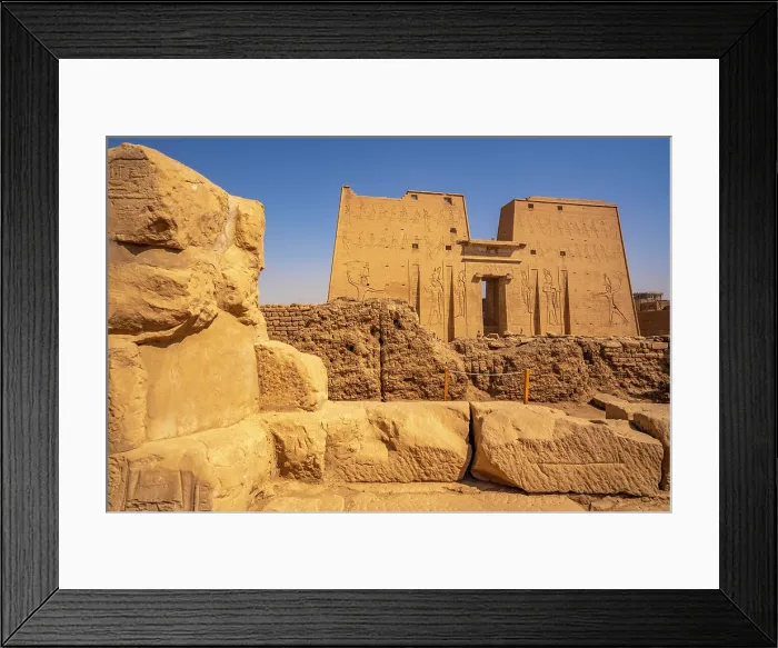 Framed Print : View of the Temple of Horus on a sunny day, Edfu, Egypt, North Africa, Africa Framed Print : View of the Temple of Horus on a sunny day, Edfu, Egypt, North Africa, Africa