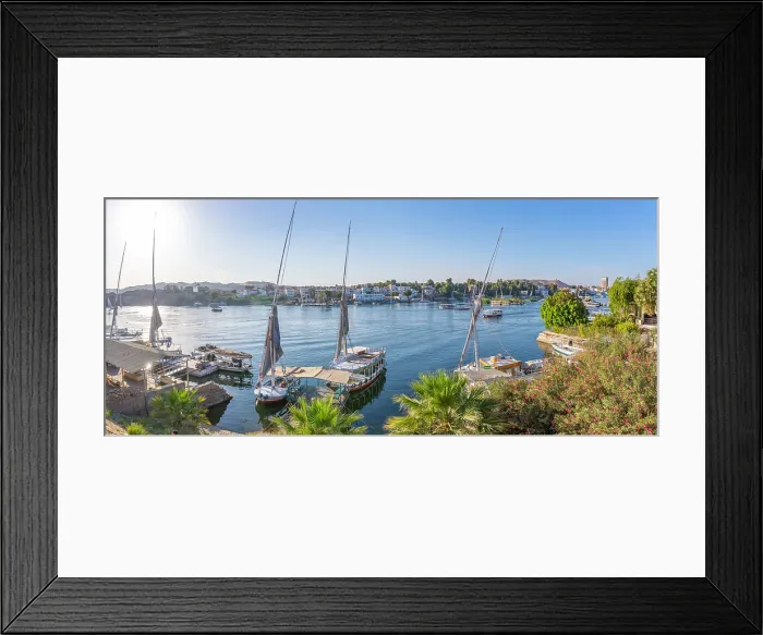 Framed Print : View of fellucas on the Nile river on a sunny day, Aswan, Nubia, Egypt, North Africa, Africa Framed Print : View of fellucas on the Nile river on a sunny day, Aswan, Nubia, Egypt, North Africa, Africa