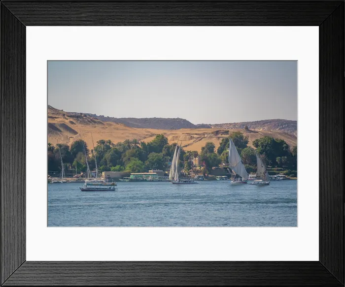 Framed Print : View of fellucas on the Nile river on a sunny day, Aswan, Nubia, Egypt, North Africa, Africa Framed Print : View of fellucas on the Nile river on a sunny day, Aswan, Nubia, Egypt, North Africa, Africa