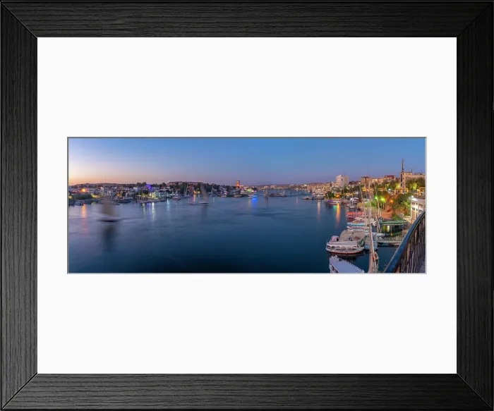 Framed Print : View of fellucas on the Nile river from Feryal Garden at dusk, Aswan, Nubia, Egypt, North Africa, Africa Framed Print : View of fellucas on the Nile river from Feryal Garden at dusk, Aswan, Nubia, Egypt, North Africa, Africa