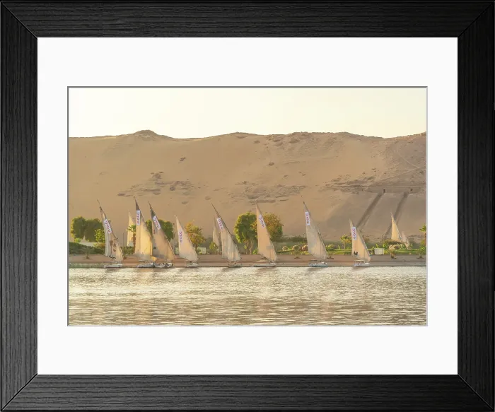Framed Print : View of fellucas on the Nile river during golden hour, Aswan, Nubia, Egypt, North Africa, Africa Framed Print : View of fellucas on the Nile river during golden hour, Aswan, Nubia, Egypt, North Africa, Africa
