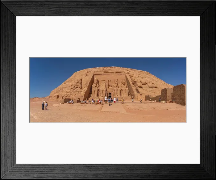Framed Print : Exterior view of tourists and massive sculptures at the Abu Simbel Temple next to Lake Nasser, Temple of the Pharaohs, Ramses II, Nubia, Egypt, Africa Framed Print : Exterior view of tourists and massive sculptures at the Abu Simbel Temple next to Lake Nasser, Temple of the Pharaohs, Ramses II, Nubia, Egypt, Africa