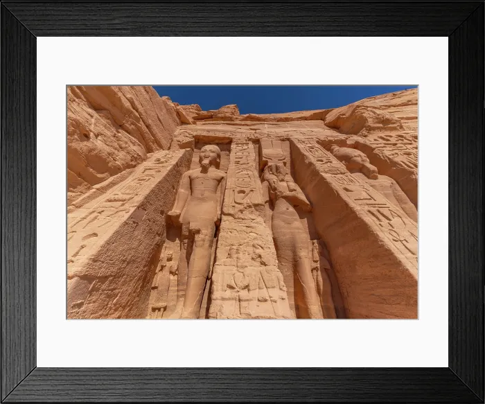 Framed Print : Exterior view of massive sculptures at the Temple of Hathor, Abu Simbel Temple next to Lake Nasser, Temple of the Pharaohs, Ramses II, Nubia, Egypt, Africa Framed Print : Exterior view of massive sculptures at the Temple of Hathor, Abu Simbel Temple next to Lake Nasser, Temple of the Pharaohs, Ramses II, Nubia, Egypt, Africa
