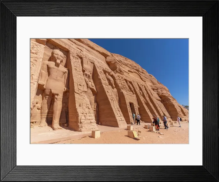 Framed Print : Exterior view of massive sculptures at the Temple of Hathor, Abu Simbel Temple next to Lake Nasser, Temple of the Pharaohs, Ramses II, Nubia, Egypt, Africa Framed Print : Exterior view of massive sculptures at the Temple of Hathor, Abu Simbel Temple next to Lake Nasser, Temple of the Pharaohs, Ramses II, Nubia, Egypt, Africa