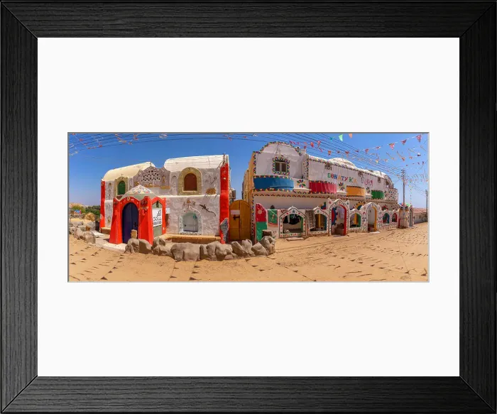 Framed Print : View of colourful architecture at Nagaa Suhayl Gharb on the Nile river near Aswan, Aswan, Nubia, Egypt, North Africa, Africa Framed Print : View of colourful architecture at Nagaa Suhayl Gharb on the Nile river near Aswan, Aswan, Nubia, Egypt, North Africa, Africa