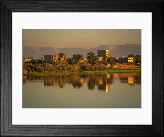 Framed Print : View of reflections in the Nile River at dawn at Al Daba Eya near Luxor, Luxor, Egypt, Africa Framed Print : View of reflections in the Nile River at dawn at Al Daba Eya near Luxor, Luxor, Egypt, Africa
