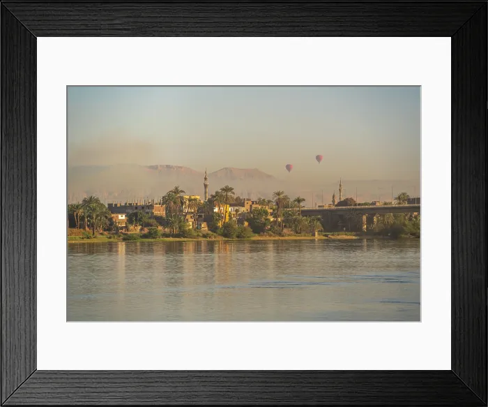 Framed Print : View of hot air balloons and reflections in the Nile River at dawn at Al Daba Eya near Luxor, Luxor, Egypt, Africa Framed Print : View of hot air balloons and reflections in the Nile River at dawn at Al Daba Eya near Luxor, Luxor, Egypt, Africa