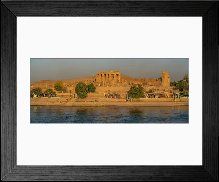 Framed Print : View of Kom Ombo Temple on the Nile river from cruise boat at sunset, Aswan, Nubia, Egypt, North Africa, Africa Framed Print : View of Kom Ombo Temple on the Nile river from cruise boat at sunset, Aswan, Nubia, Egypt, North Africa, Africa