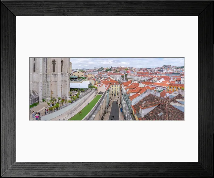 Framed Print : View of city skyline from Santa Justa Lift on a sunny day, Lisbon, Portugal, Europe