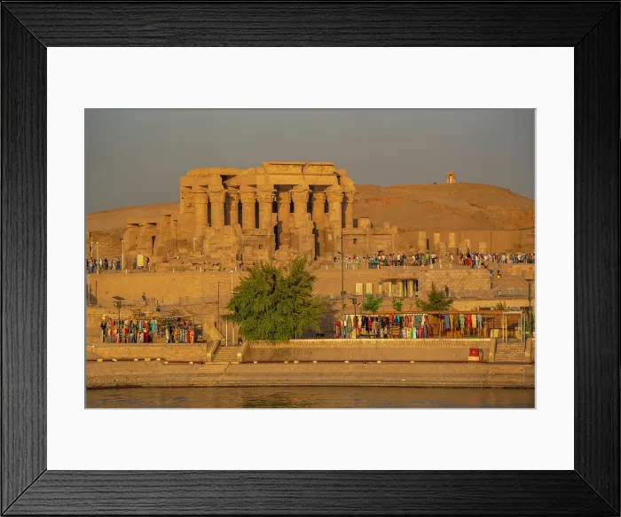 Framed Print : View of Kom Ombo Temple on the Nile river from cruise boat at sunset, Aswan, Nubia, Egypt, North Africa, Africa Framed Print : View of Kom Ombo Temple on the Nile river from cruise boat at sunset, Aswan, Nubia, Egypt, North Africa, Africa