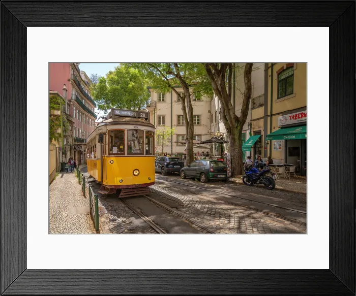 Framed Print : View of colourful architectecture and vintage tram in Alfama, Alfama District, Lisbon, Portugal, Europe Framed Print : View of colourful architectecture and vintage tram in Alfama, Alfama District, Lisbon, Portugal, Europe