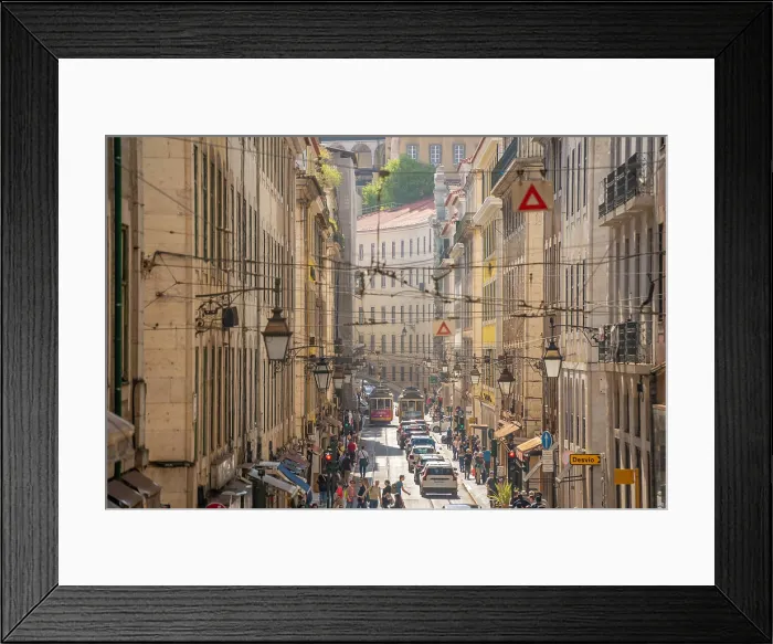 Framed Print : View of vintage trams in Alfama, Alfama District, Lisbon, Portugal, Europe