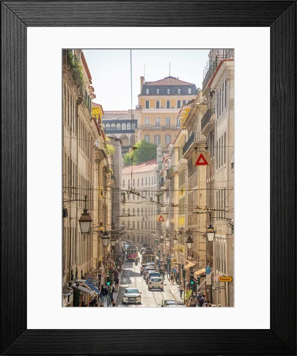 Framed Print : View of vintage trams in Alfama, Alfama District, Lisbon, Portugal, Europe