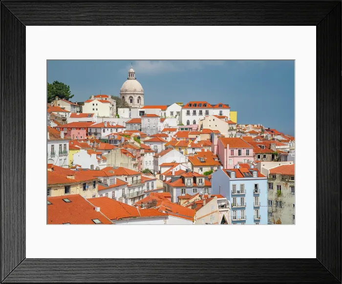Framed Print : View of terrakotta rooftops in Alfama, Alfama District, Lisbon, Portugal, Europe