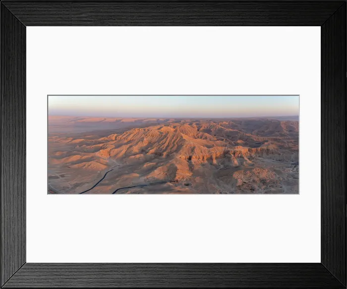 Framed Print : View of Valley of the Kings from hot air balloon over Luxor at sunrise, Luxor, Egypt, Africa Framed Print : View of Valley of the Kings from hot air balloon over Luxor at sunrise, Luxor, Egypt, Africa