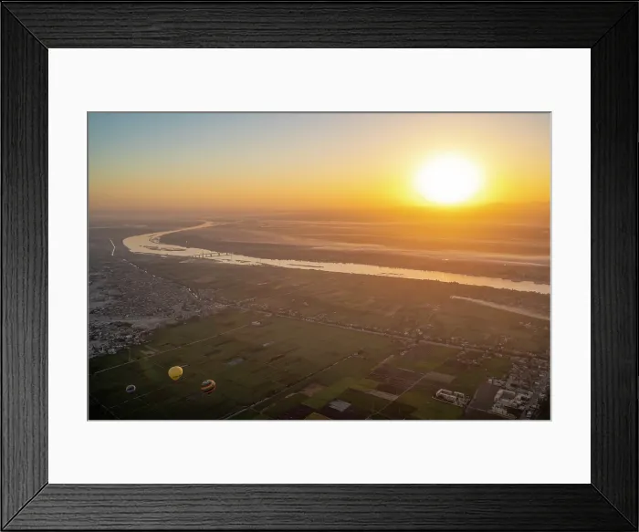 Framed Print : View of Nile river from hot air balloon over Luxor at sunrise, Luxor, Egypt, Africa Framed Print : View of Nile river from hot air balloon over Luxor at sunrise, Luxor, Egypt, Africa
