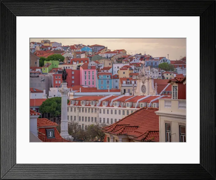Framed Print : View of city from Carmo Archaeological Museum at sunset, Lisbon, Portugal, Europe Framed Print : View of city from Carmo Archaeological Museum at sunset, Lisbon, Portugal, Europe