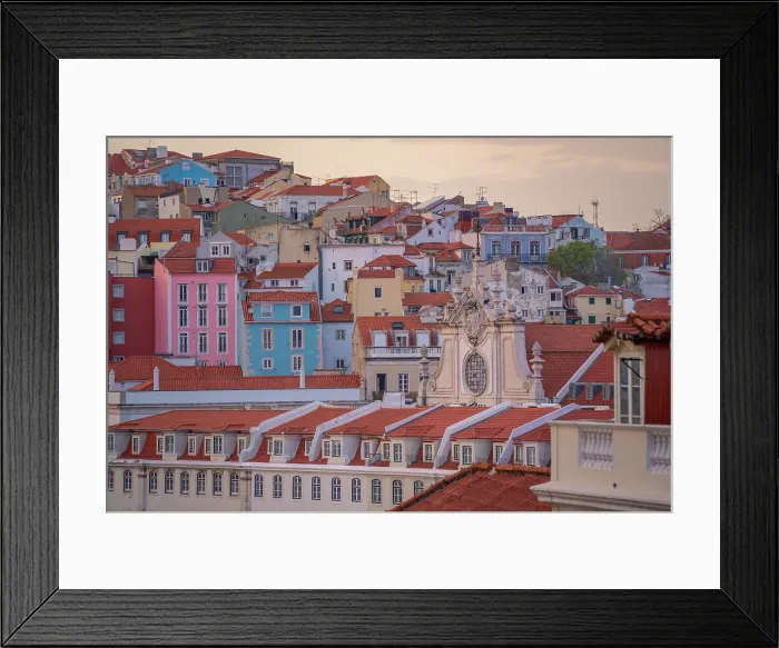 Framed Print : View of city from Carmo Archaeological Museum at sunset, Lisbon, Portugal, Europe Framed Print : View of city from Carmo Archaeological Museum at sunset, Lisbon, Portugal, Europe