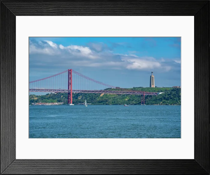 Framed Print : View of Tagus river and 25 April Bridge on a sunny day, Lisbon, Portugal, Europe Framed Print : View of Tagus river and 25 April Bridge on a sunny day, Lisbon, Portugal, Europe