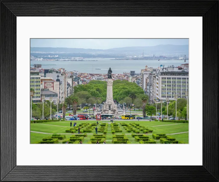 Framed Print : View of Parque Eduardo VII and Marques De Pombal, Lisbon, Portugal, Europe