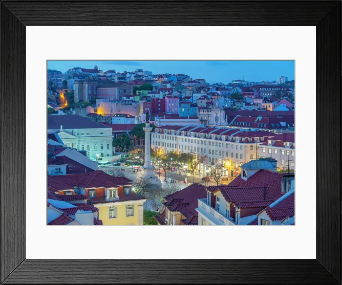 Framed Print : View of city from Carmo Archaeological Museum at dusk, Lisbon, Portugal, Europe Framed Print : View of city from Carmo Archaeological Museum at dusk, Lisbon, Portugal, Europe