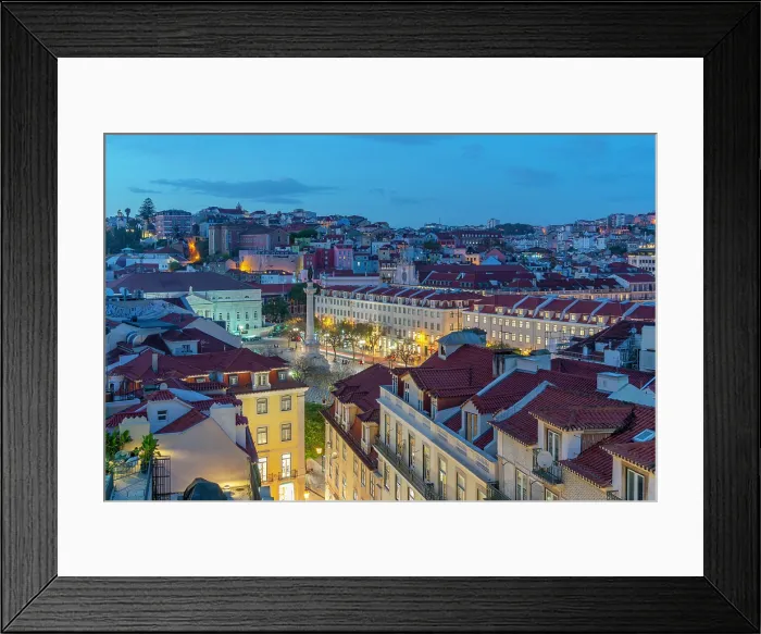 Framed Print : View of city from Carmo Archaeological Museum at dusk, Lisbon, Portugal, Europe Framed Print : View of city from Carmo Archaeological Museum at dusk, Lisbon, Portugal, Europe