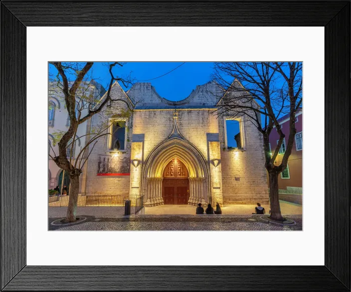 Framed Print : View of Carmo Archaeological Museum in Largo do Carmo at dusk, Lisbon, Portugal, Europe Framed Print : View of Carmo Archaeological Museum in Largo do Carmo at dusk, Lisbon, Portugal, Europe