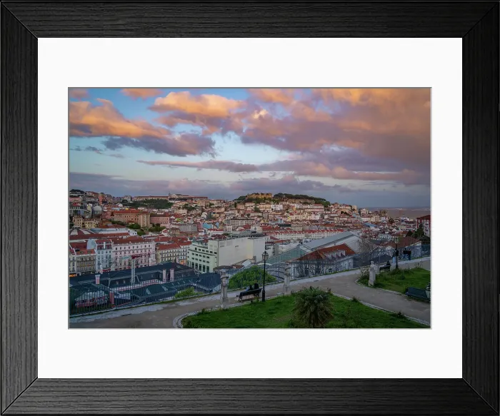 Framed Print : View of Lisbon from Miradouro de Sao Pedro de Alcantara at sunset, Lisbon, Portugal, Europe Framed Print : View of Lisbon from Miradouro de Sao Pedro de Alcantara at sunset, Lisbon, Portugal, Europe