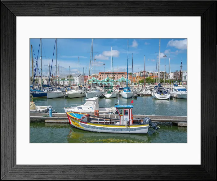 Framed Print : View of boats in Bom Sucesso Marina on a sunny day, Lisbon, Portugal, Europe Framed Print : View of boats in Bom Sucesso Marina on a sunny day, Lisbon, Portugal, Europe