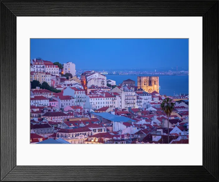 Framed Print : View of Lisbon and fountain in Miradouro de Sao Pedro de Alcantara at dusk, Lisbon, Portugal, Europe Framed Print : View of Lisbon and fountain in Miradouro de Sao Pedro de Alcantara at dusk, Lisbon, Portugal, Europe