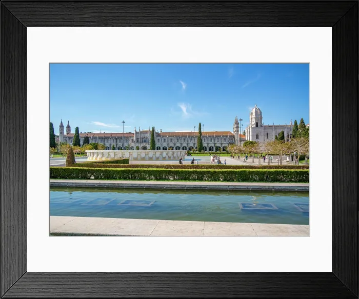 Framed Print : View of Jerónimos Monastery (Monastery of the Hieronymites) from Empire Square Garden on a sunny day, Lisbon, Portugal, Europe Framed Print : View of Jerónimos Monastery (Monastery of the Hieronymites) from Empire Square Garden on a sunny day, Lisbon, Portugal, Europe