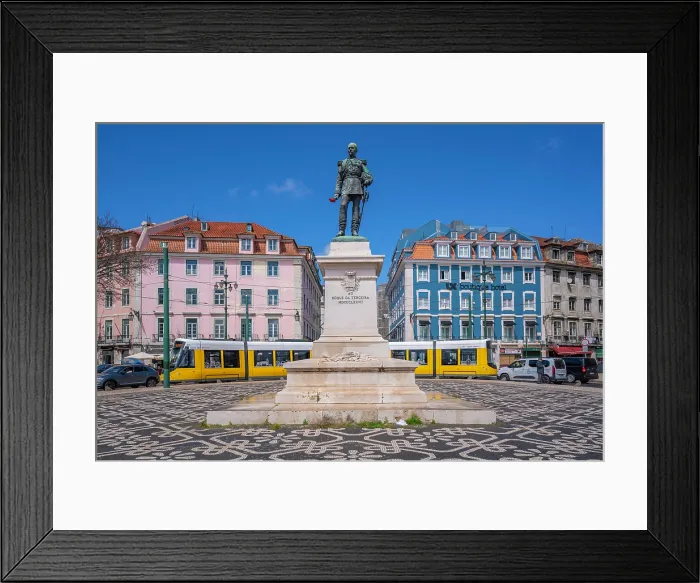 Framed Print : View of Duke of Terceira statue and a modern tram in PC Duque da Terceira on a sunny day, Lisbon, Portugal, Europe Framed Print : View of Duke of Terceira statue and a modern tram in PC Duque da Terceira on a sunny day, Lisbon, Portugal, Europe