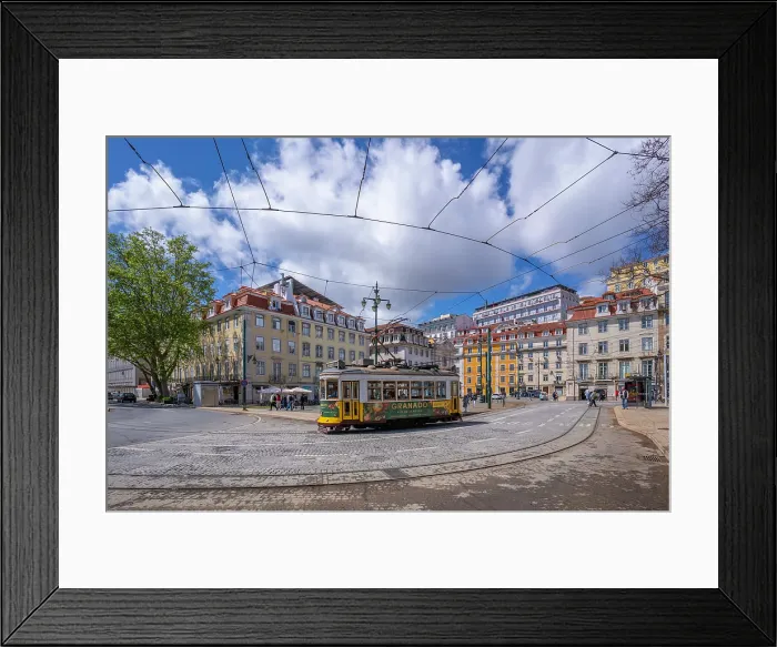 Framed Print : View of a vintage tram in PC Duque da Terceira on a sunny day, Lisbon, Portugal, Europe Framed Print : View of a vintage tram in PC Duque da Terceira on a sunny day, Lisbon, Portugal, Europe