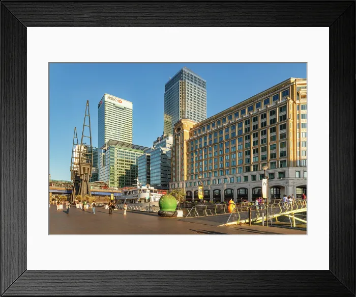 Framed Print : West India Quay Promenade, Canary Wharf, London, England Framed Print : West India Quay Promenade, Canary Wharf, London, England